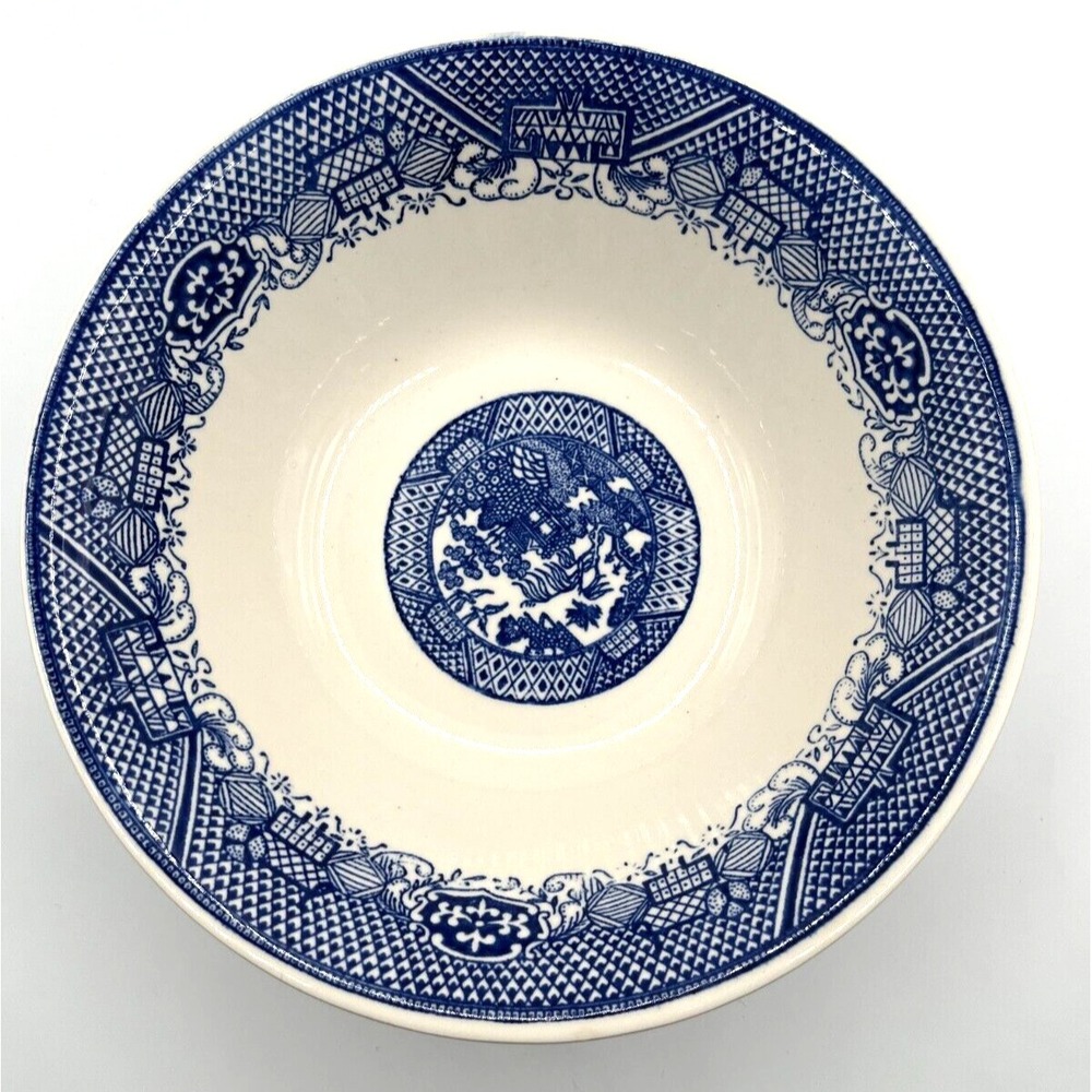 Vintage‎ Blue Willow Churchill Large Cereal Fruit Bowl Replacement 8" Diameter